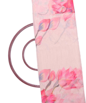 Off White Colour Floral Print Organza Fabric